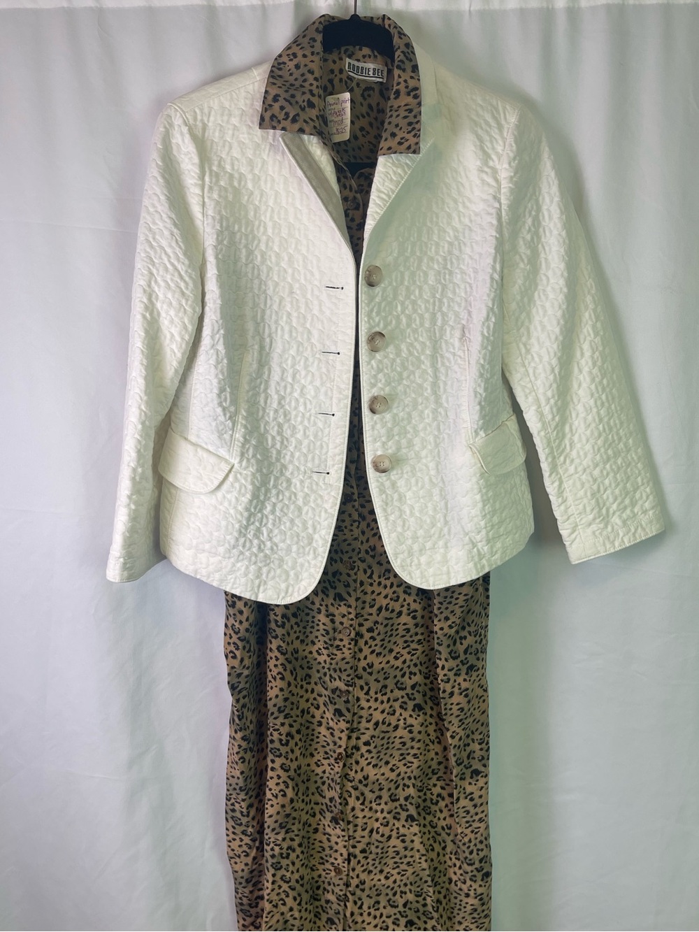 Carlisle White Quilted Blazer with Button Front